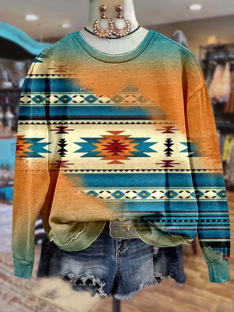 Aztac Print Casual Sweatshirt
