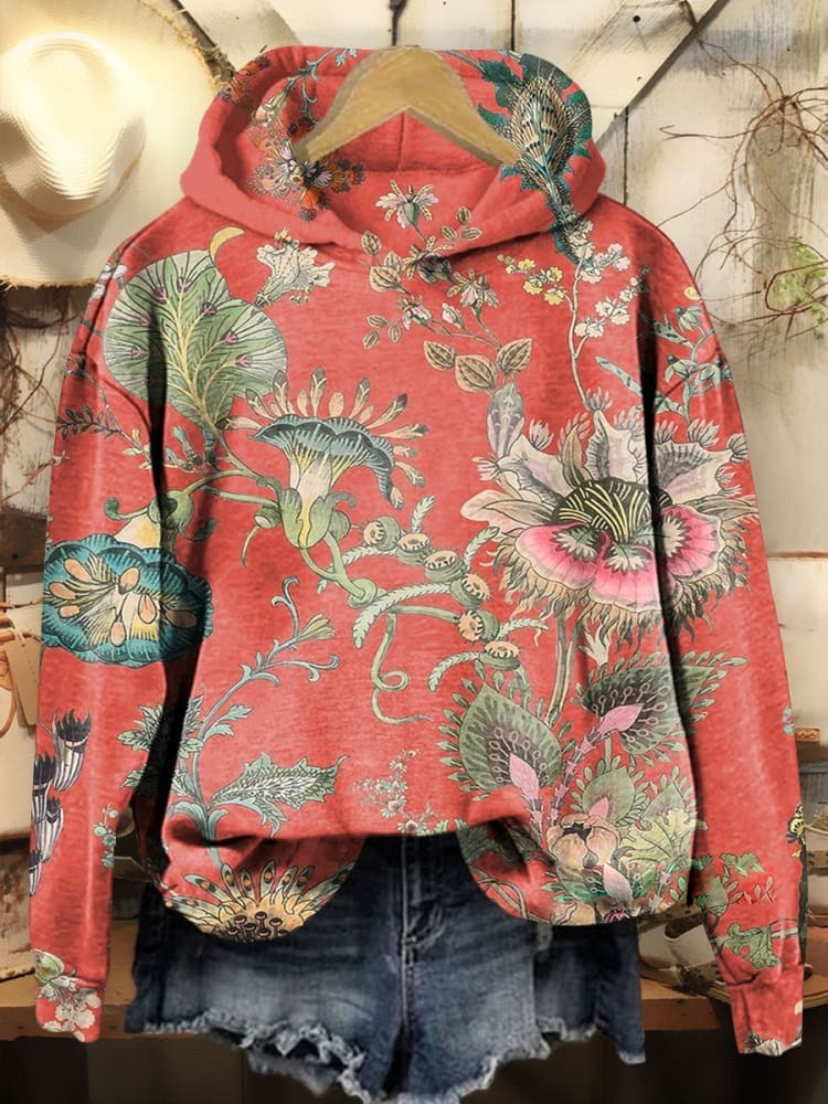 Vintage Floral Casual Print Sweatshirt