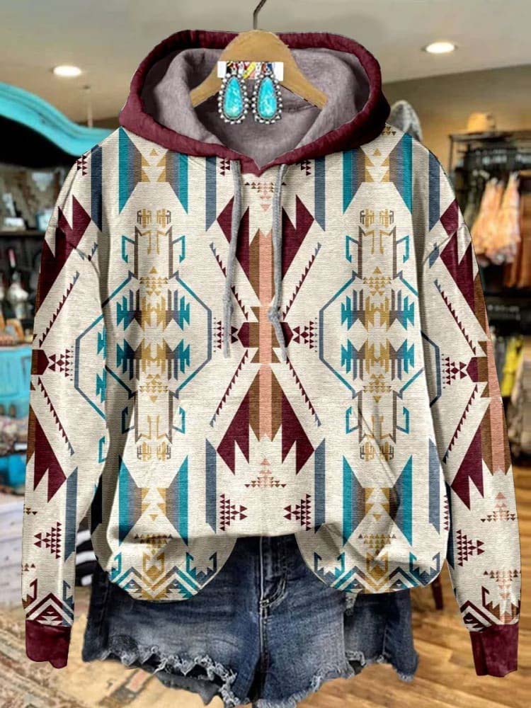Aztac Print Casual Hoodie Sweatshirt