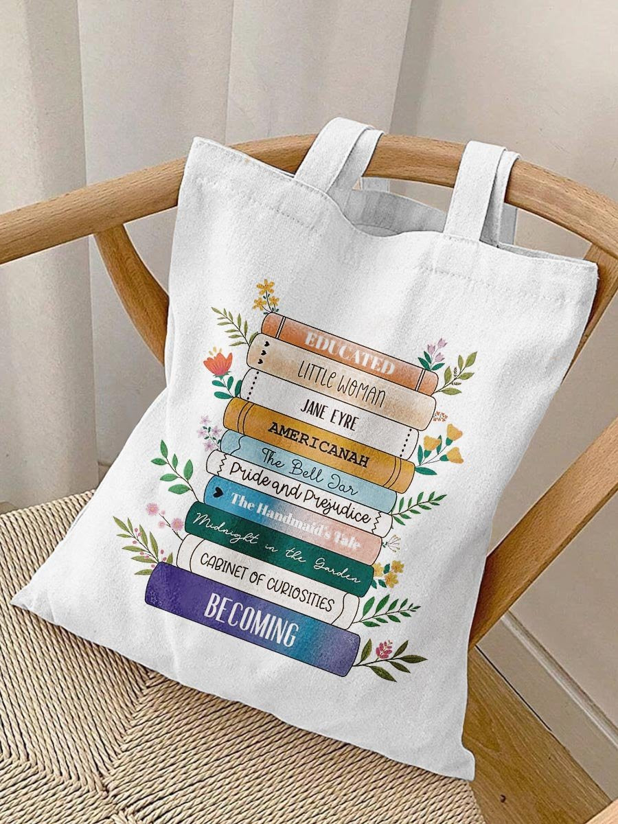 Educated Little Women Book Flower Print Pattern   Tote Bag