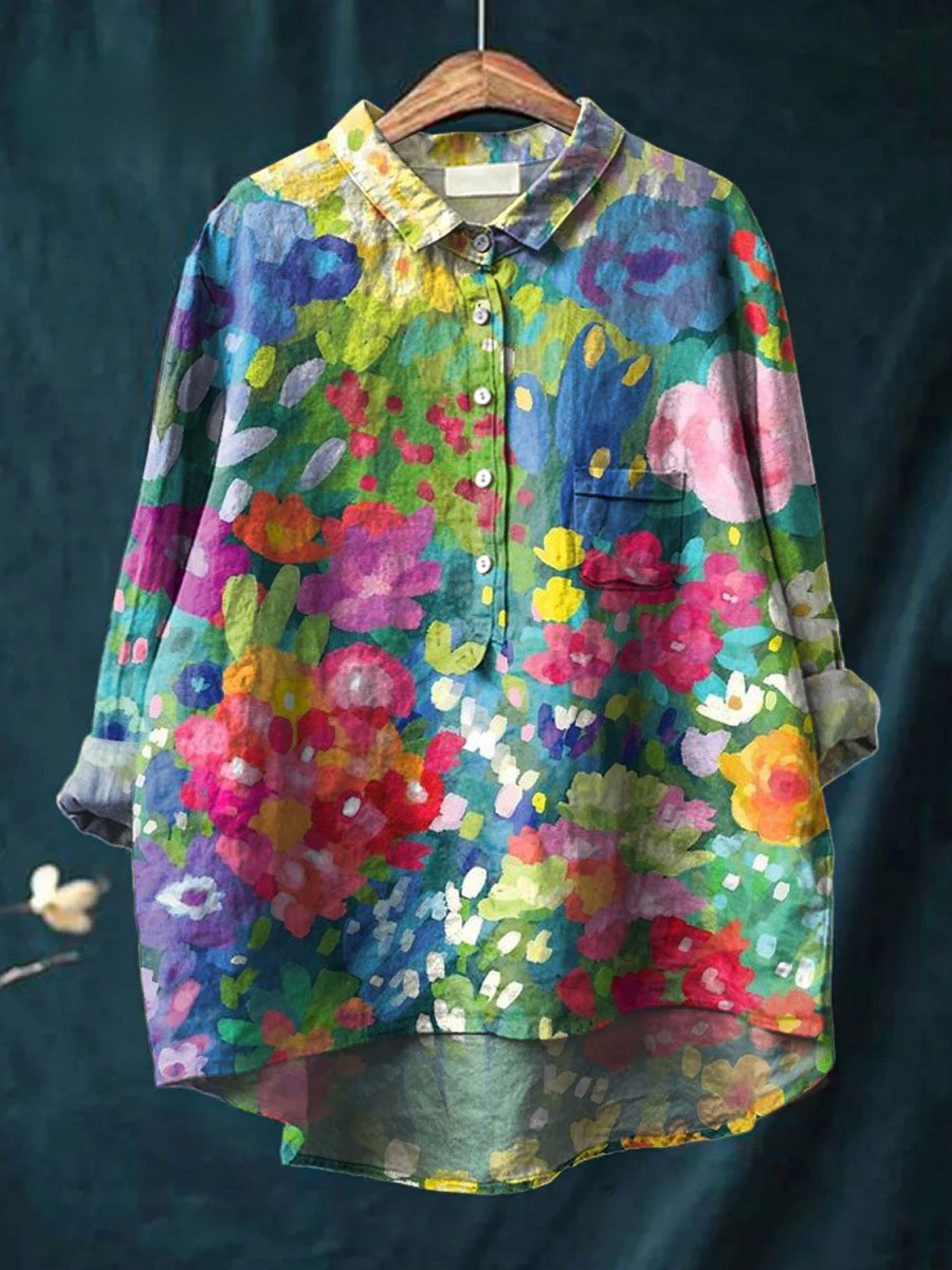 Women's Vintage Lovely Floral Art Print Casual Shirt