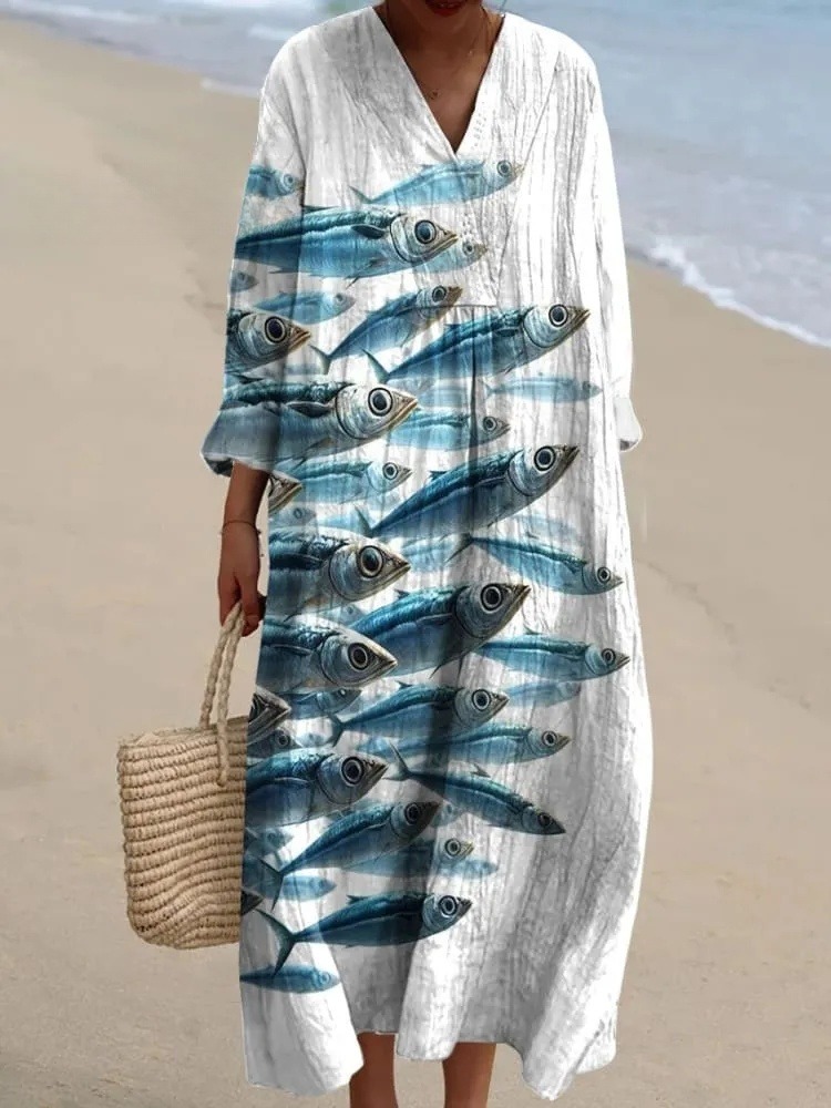 Women's Deep Sea Fish Art Print Dress