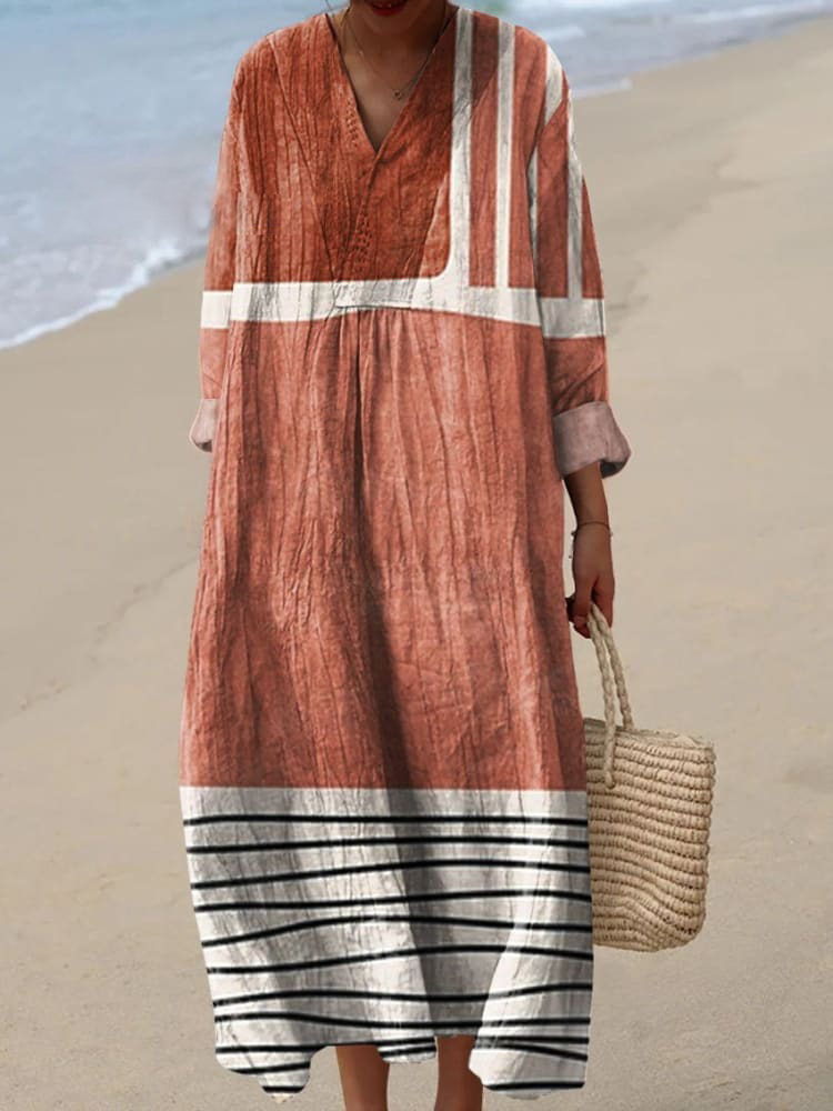 Women's Abstract Lines  Art Print Casual Dress