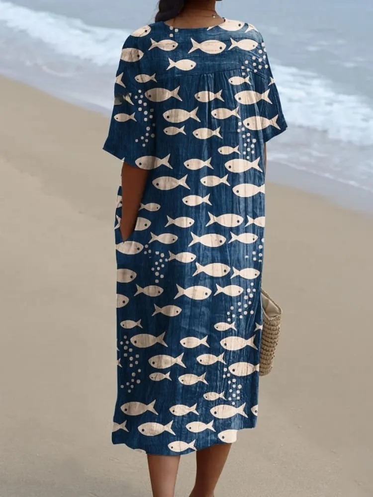 Women's Fish  Art Print  Casual Dress