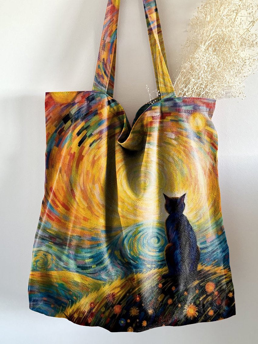 Oil Painting Kitten Print Tote Bag
