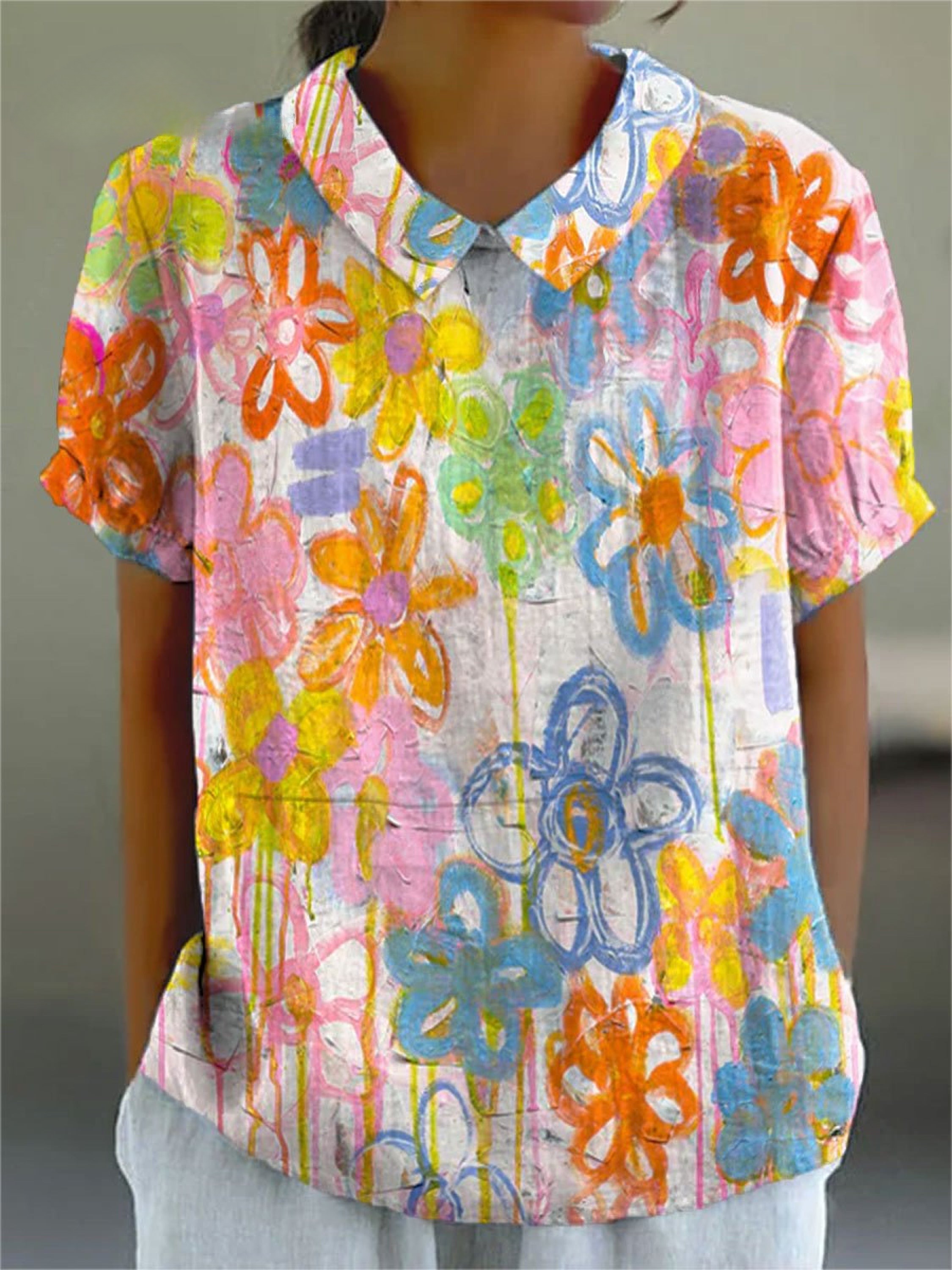 Women's Vintage Flower Print Casual Shirt