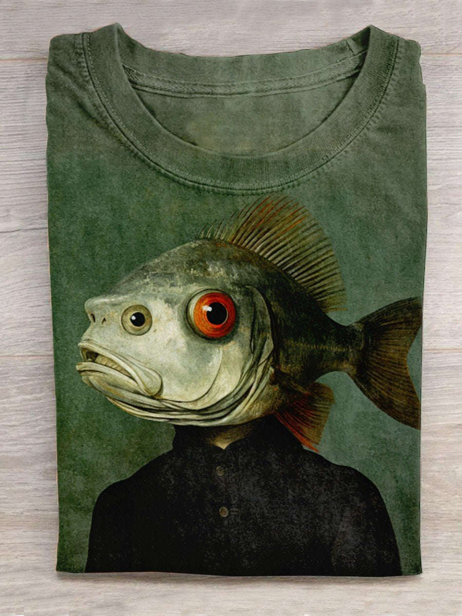 Fish Head Body Dark Series Creative Design T-shirt