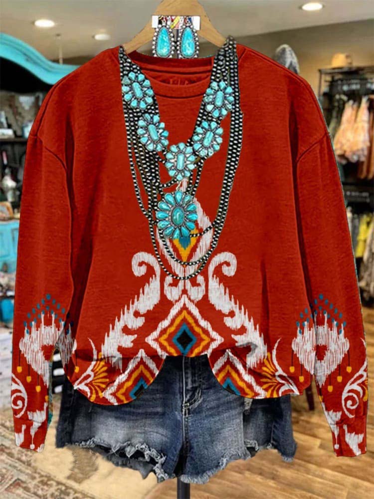 Vintage Art Print Casual  Sweatshirt