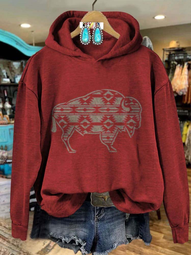 🔥Global best-selling🔥Women's Vintage buffalo Print Casual Sweatshirt