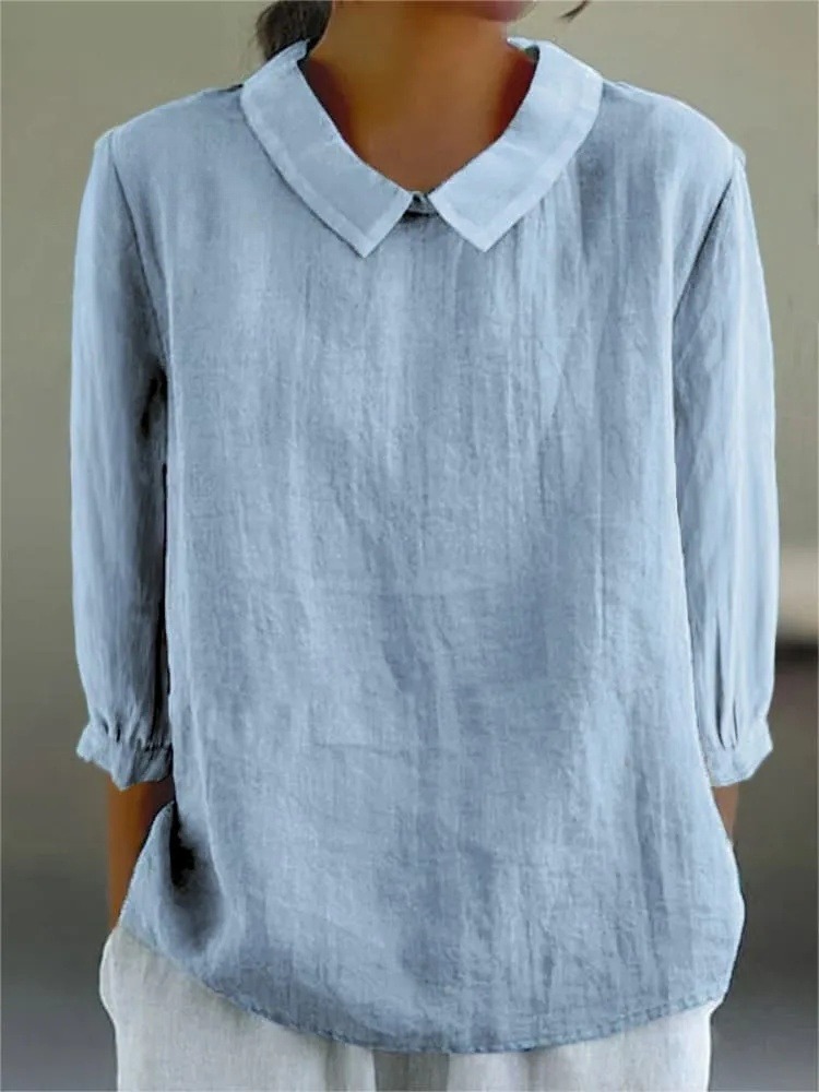 Women's Solid Color Casual 3/4 Sleeve Shirt