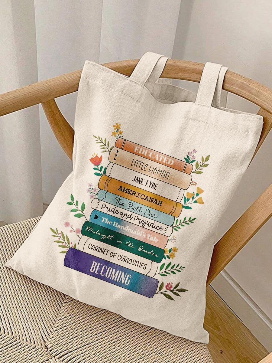 Educated Little Women Book Flower Print Pattern   Tote Bag