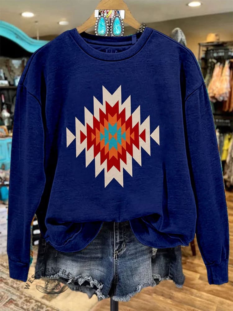 Vintage Print Casual  Sweatshirt
