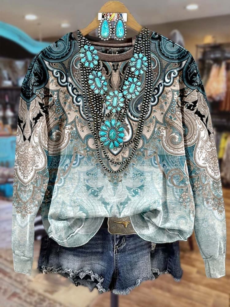 Women's Paisley Print Casual Sweatshirt