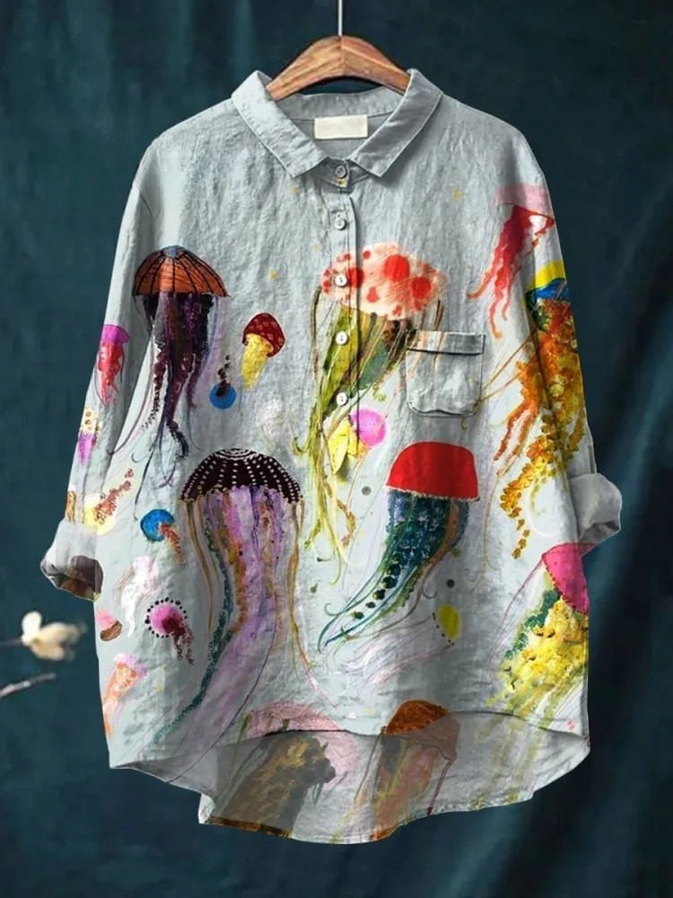 Women's Jellyfish Art Print Casual Shirt