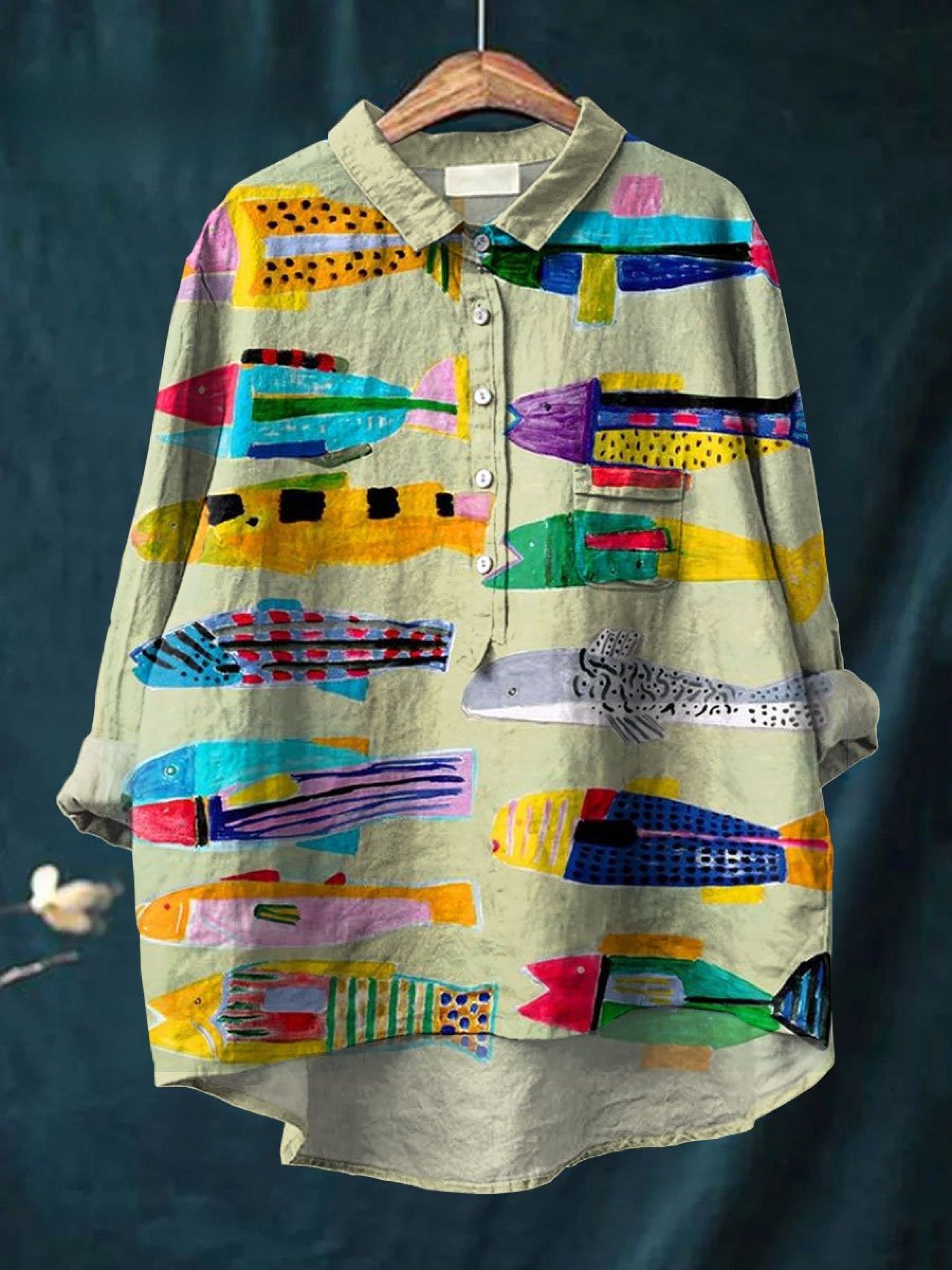 Fish Printed Women's Casual Shirt