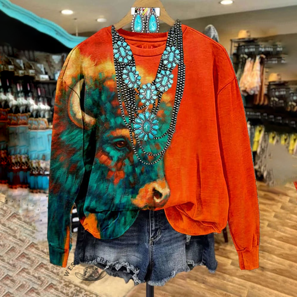 Vintage Print Casual  Sweatshirt