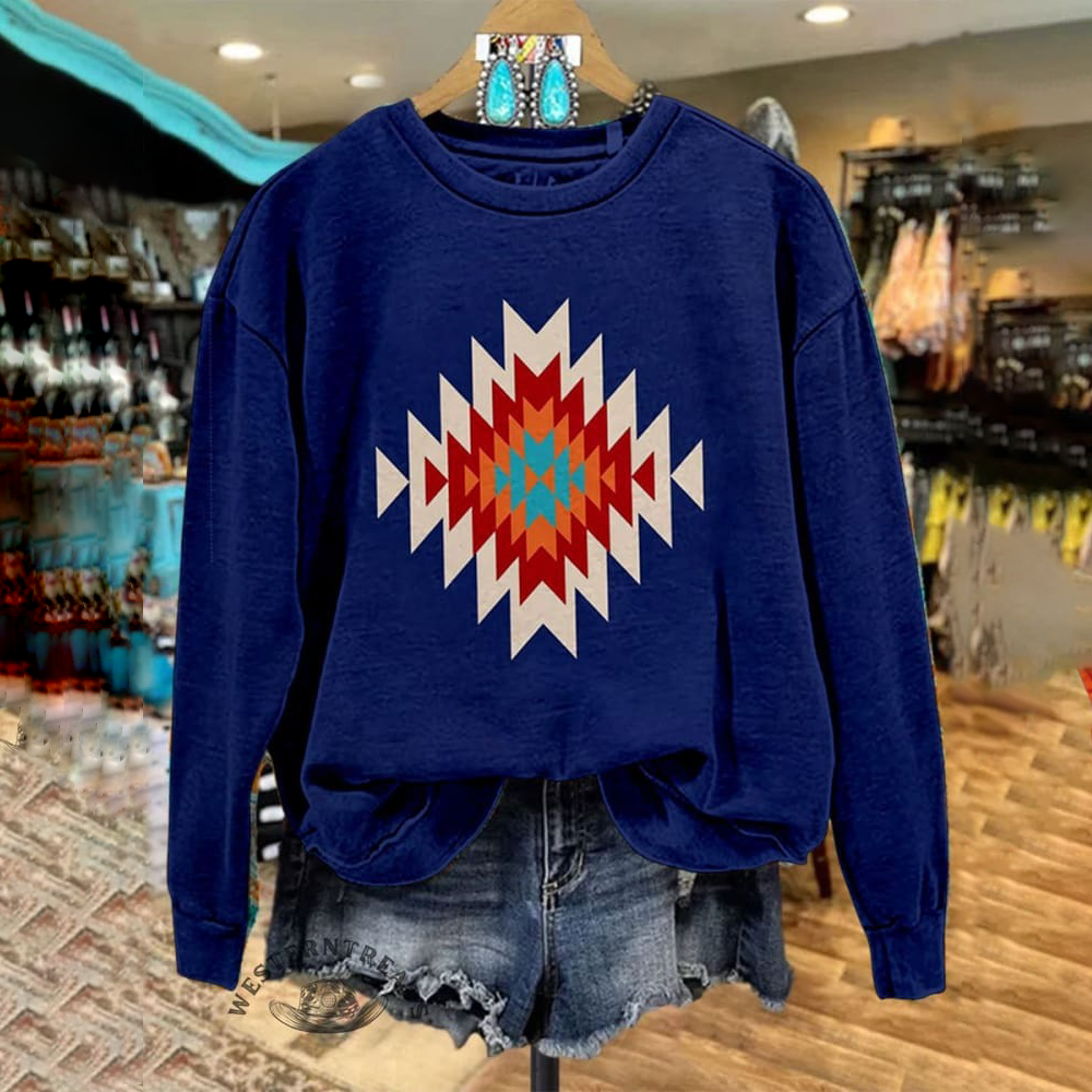 Vintage Print Casual  Sweatshirt