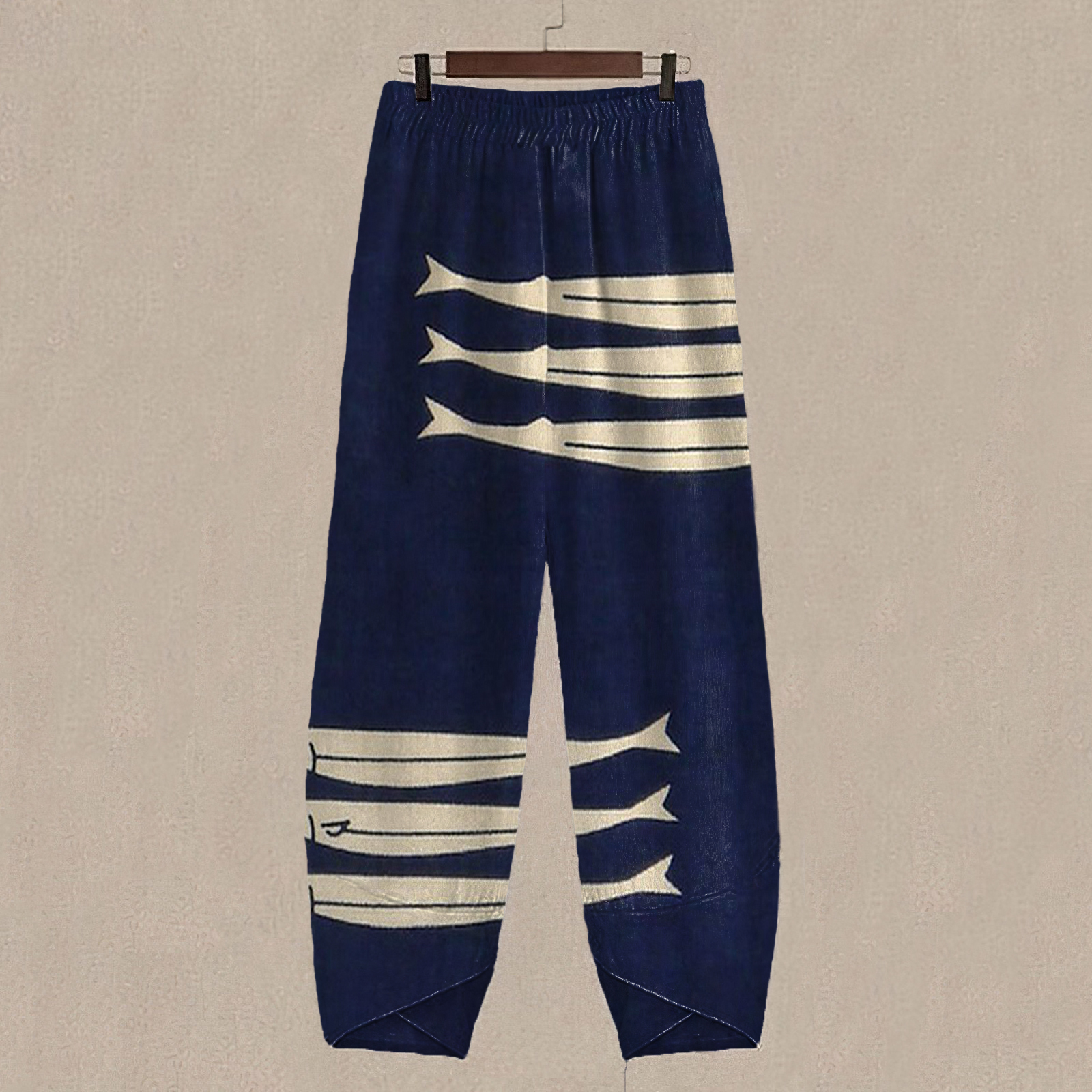 Retro Art Fish Cropped Casual Pants