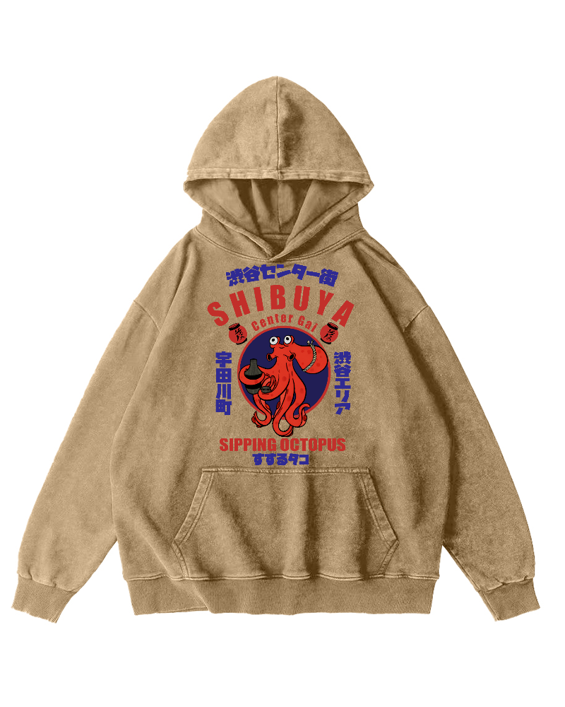 Shibuya Center Street Octopus Vintage Washed Hoodie