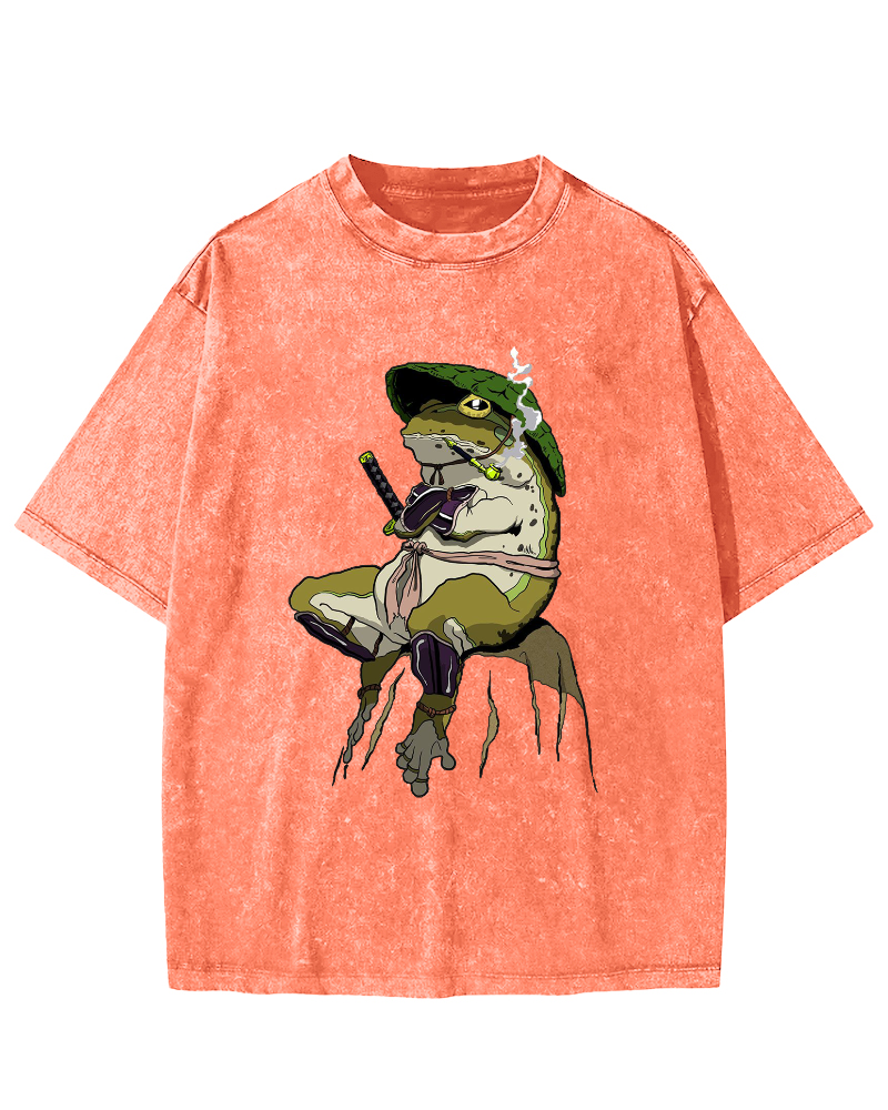 Frog Samurai Vintage Washed T-shirt