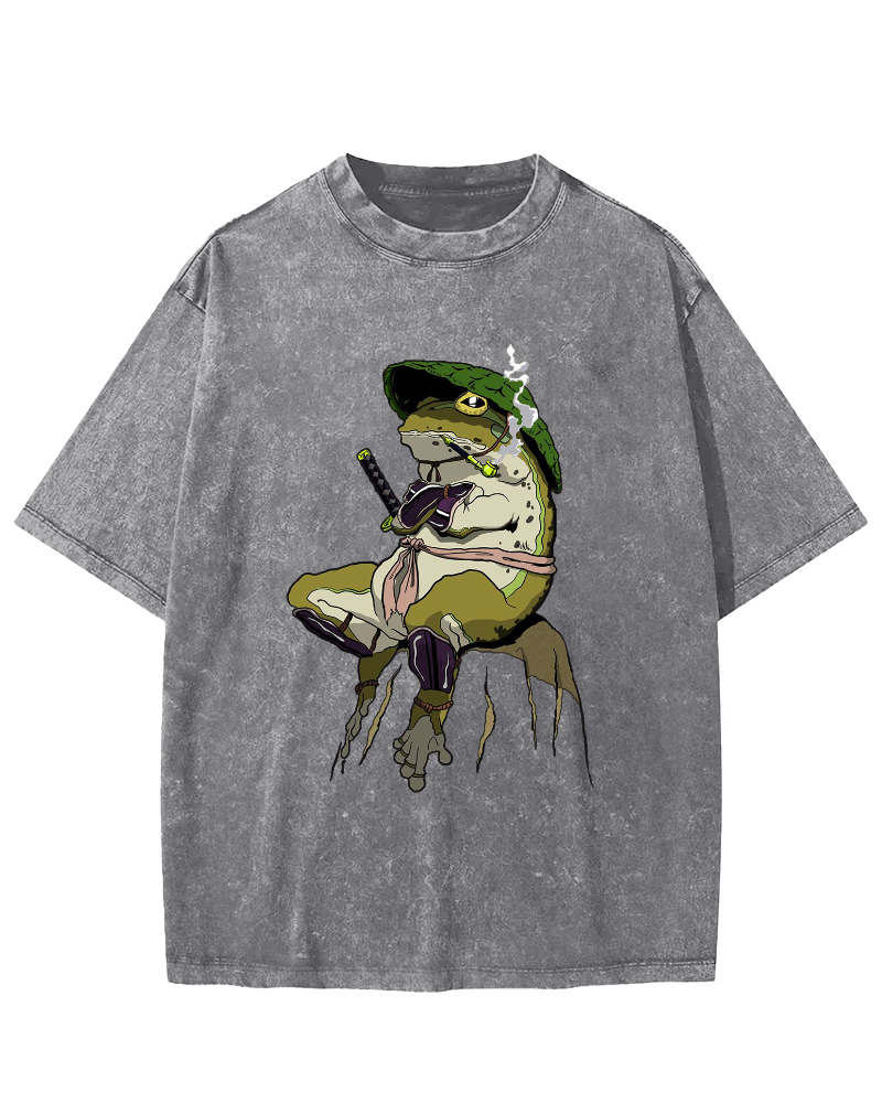 Frog Samurai Vintage Washed T-shirt