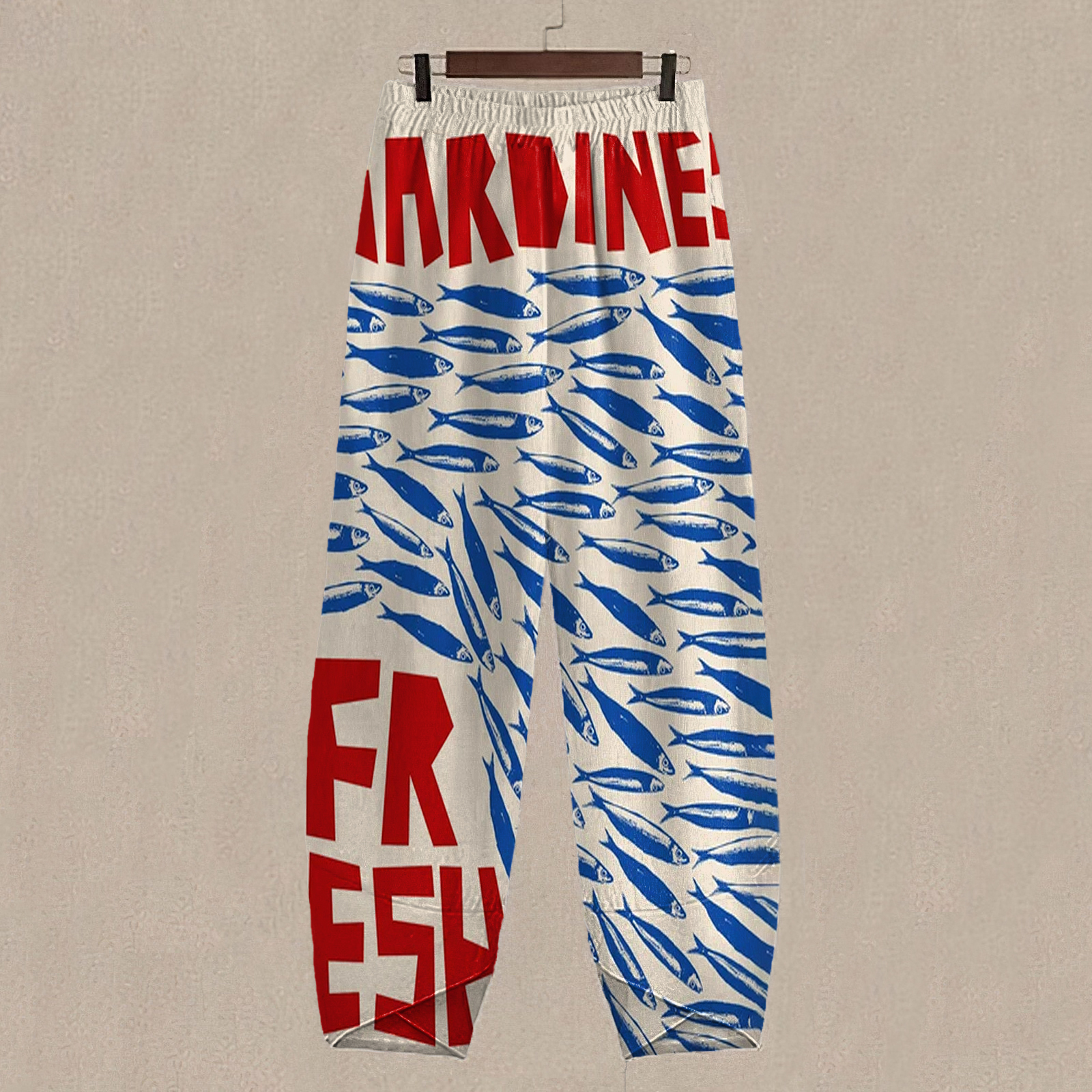 Japanese Sardines Art Print Cropped Pants