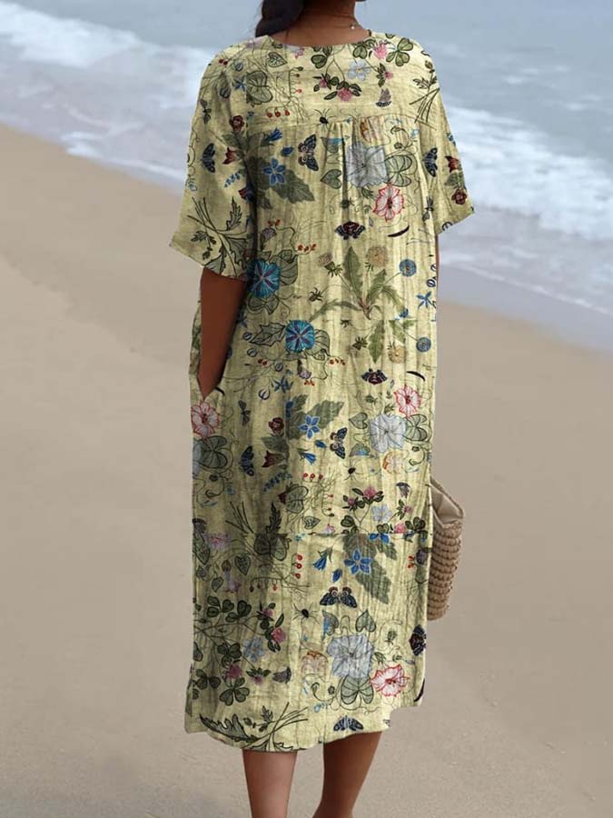 Women's Multicolor Floral Pattern Beach Resort Dress