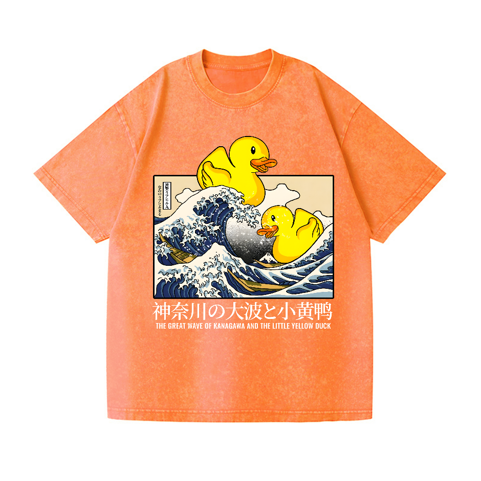 Great Wave Kanagawa Duck Vintage Wash Japanese Design T-Shirt