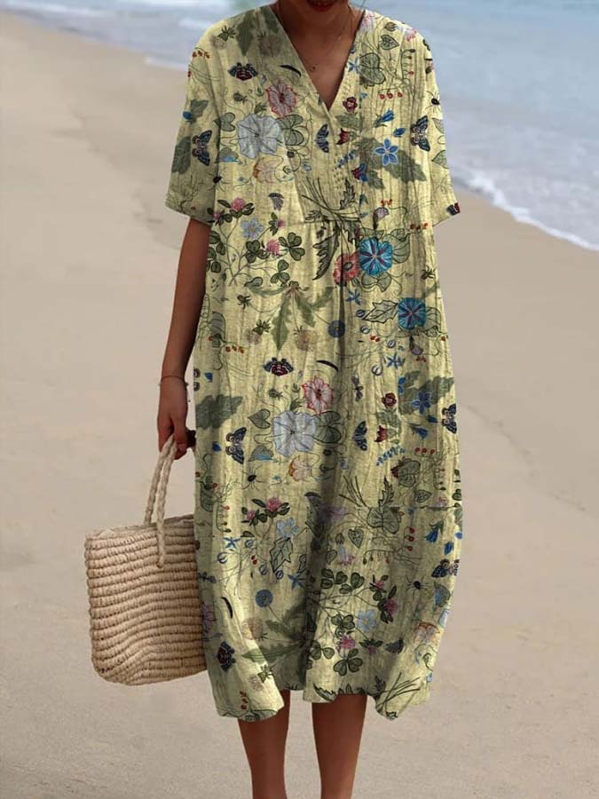 Women's Multicolor Floral Pattern Beach Resort Dress