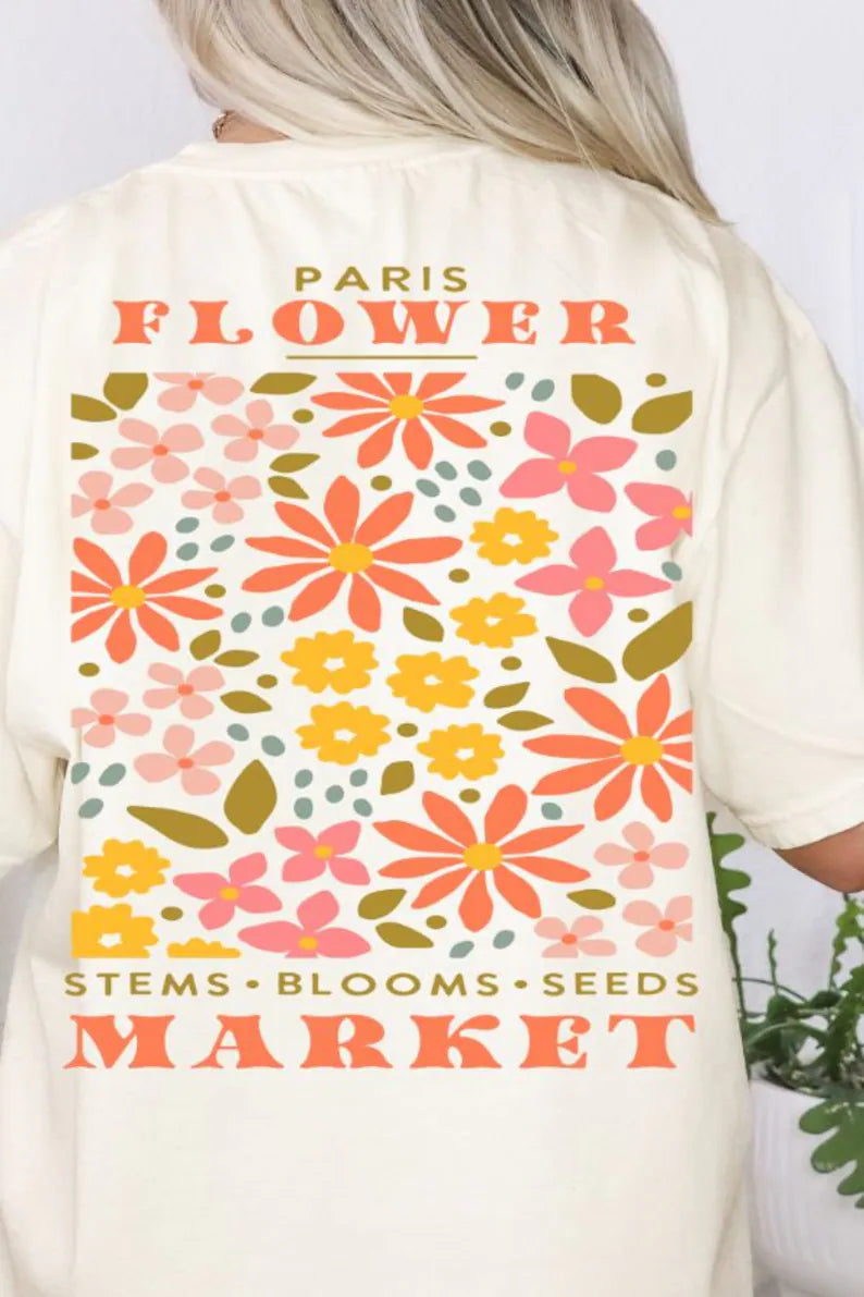 Vintage Pressed Flowers Boho Wildflowers T-Shirt