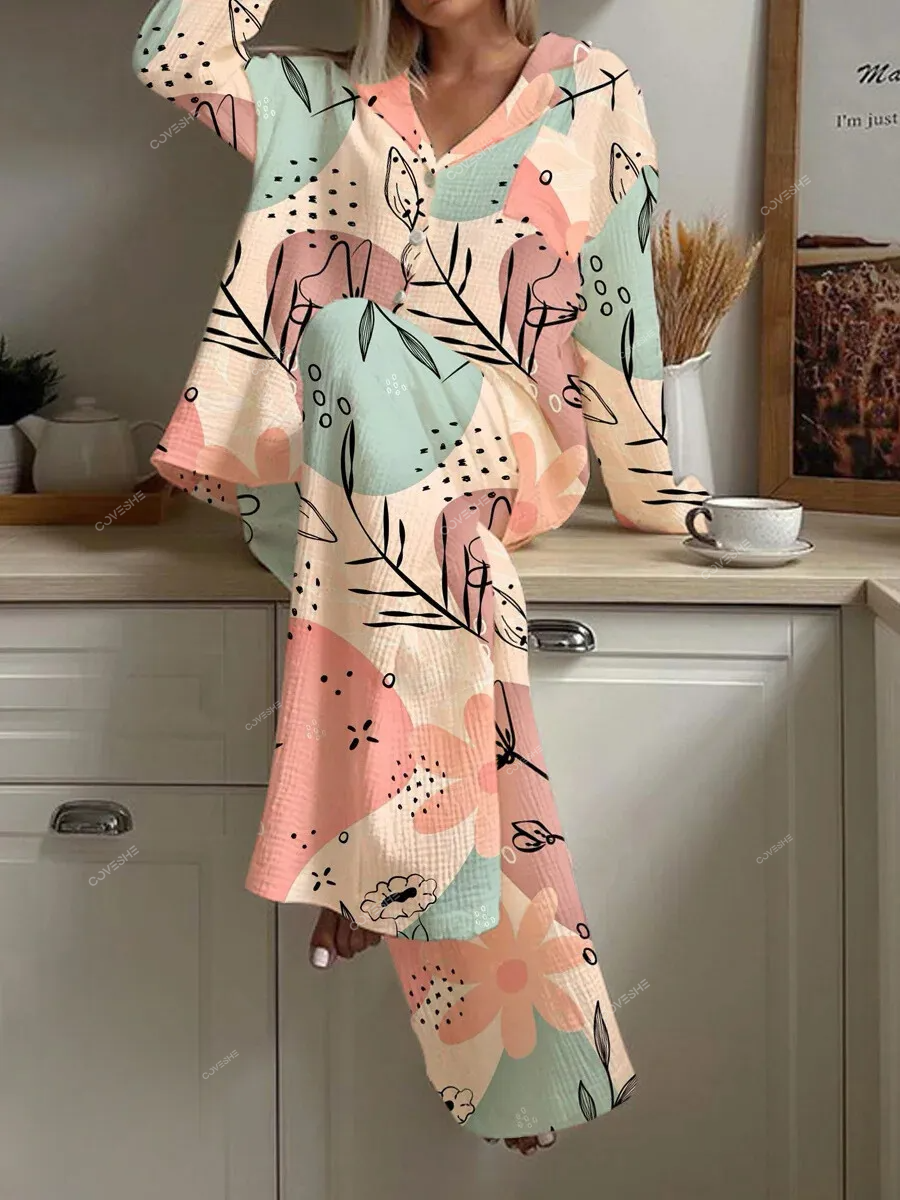 Women's Floral Print Casual Homewear Set