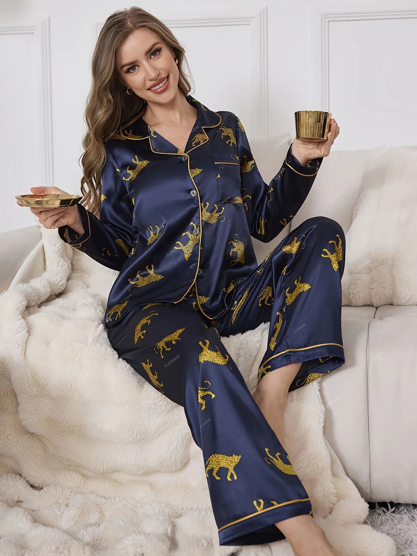 Luciana Leopard | Satinpajama set