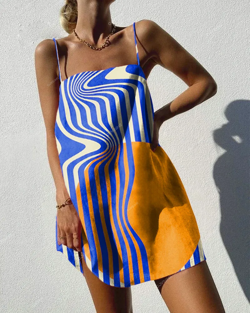 Women's Line Print Mini Dress