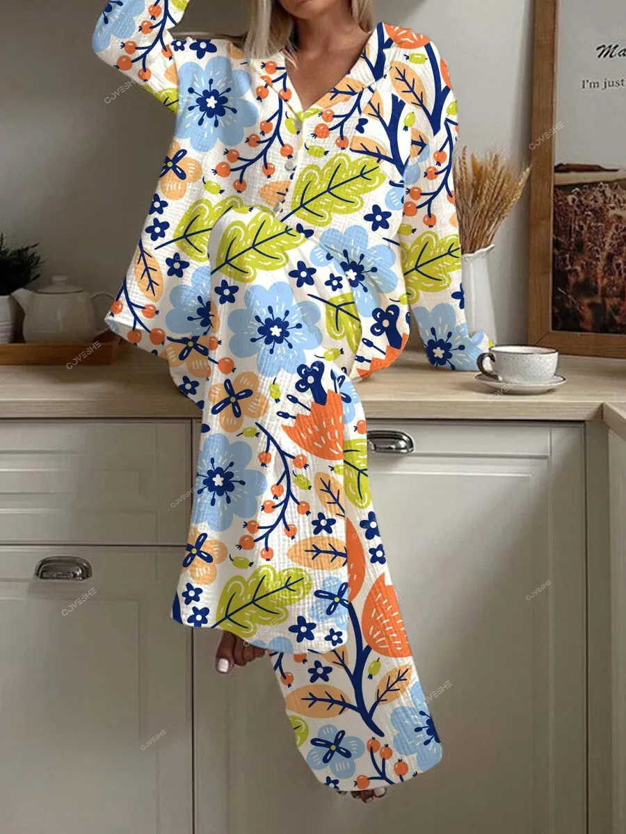 Women's Floral Print Casual Homewear Set