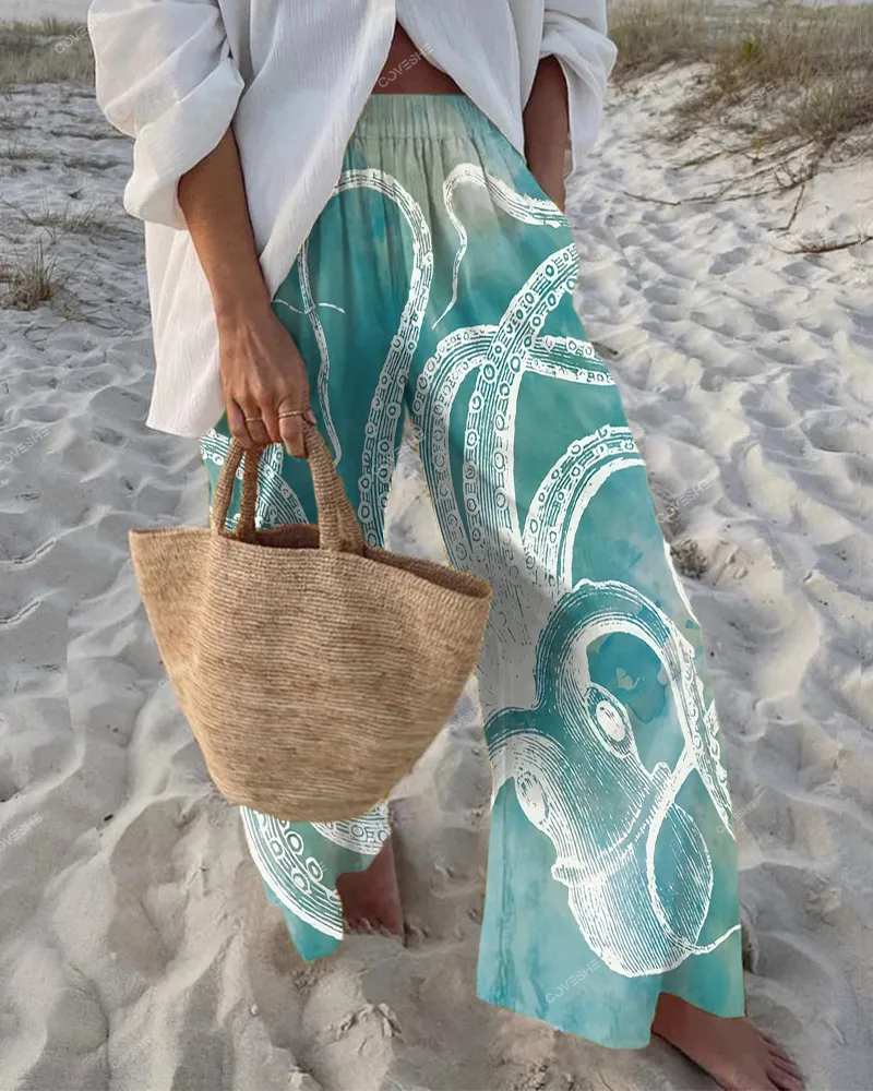 Octopus Printed Casual Pants