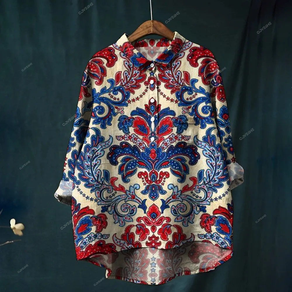 Women's Vintage Print Casual   Shirt