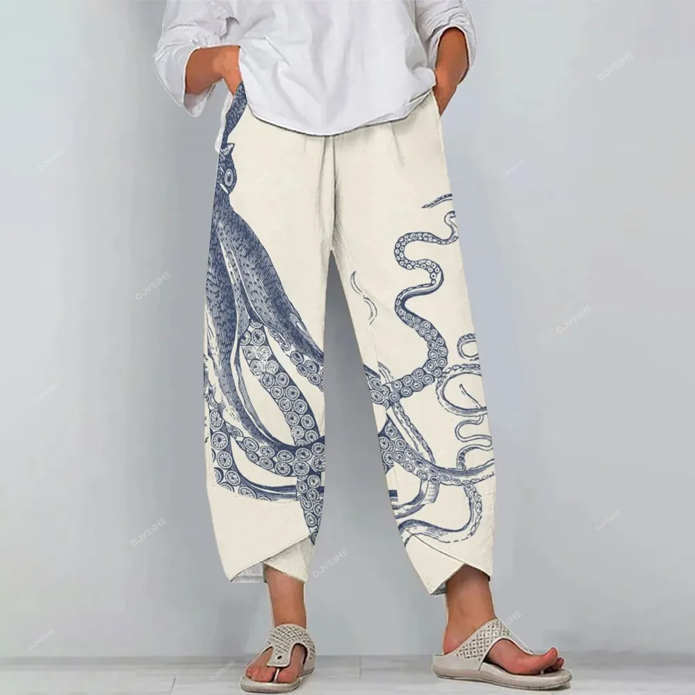 Women's Casual Octopus Printed   Pants