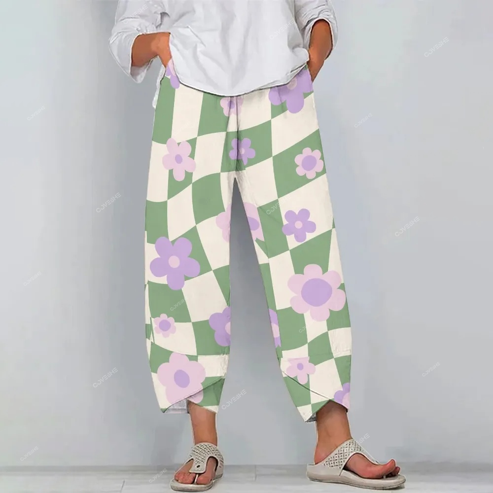Women's Casual Flowers Printed   Pants