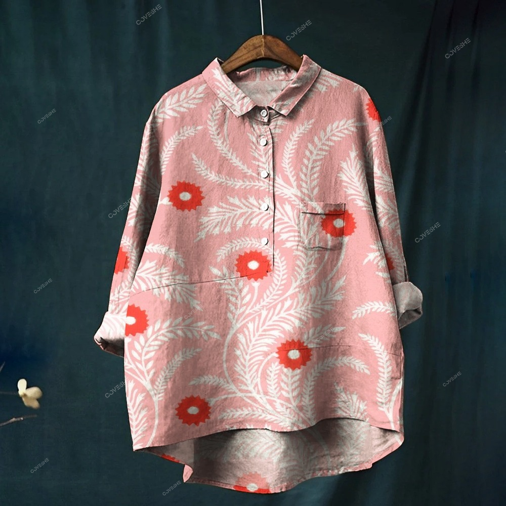 Women's Vintage Flowers Print Casual   Shirt