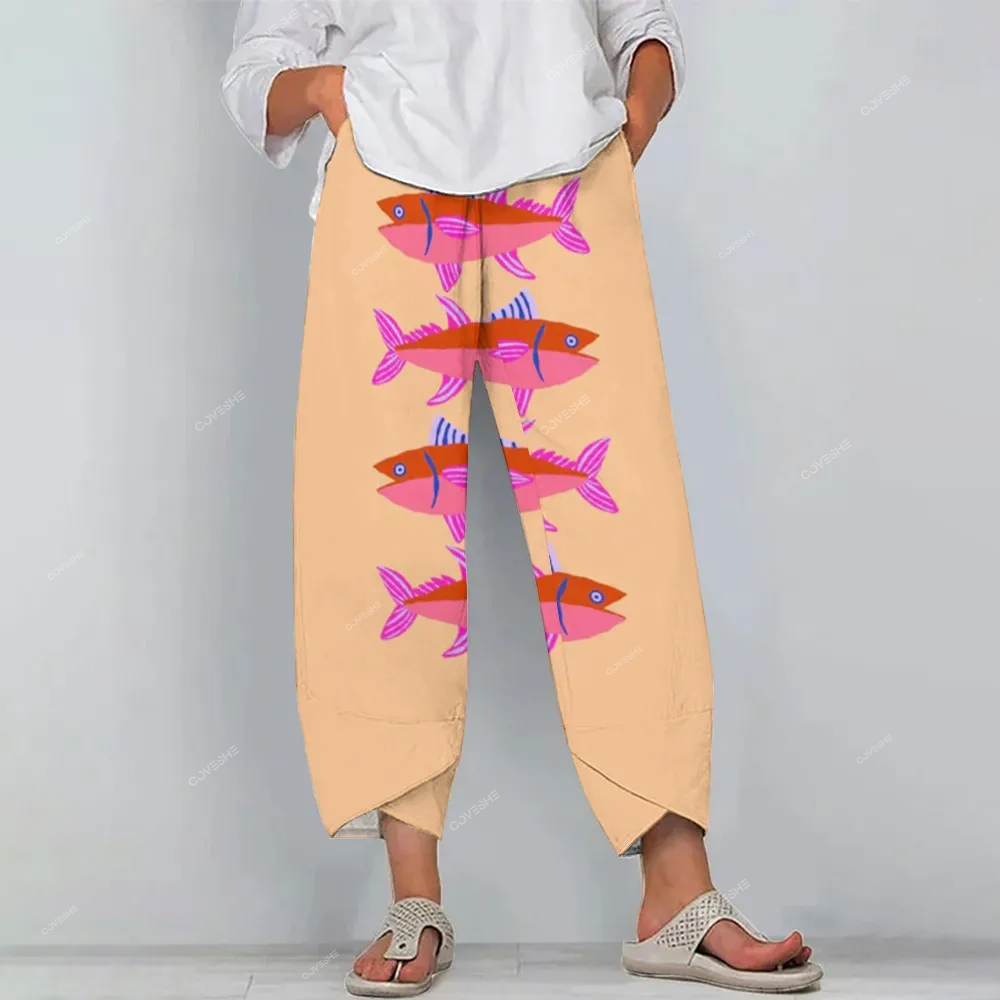 Women's Casual Sardines Printed   Pants