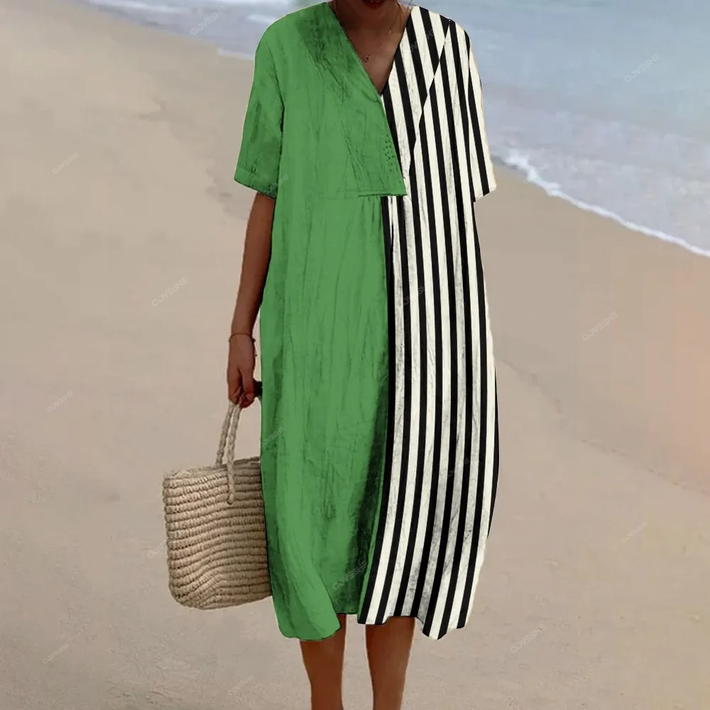 Women's Retro Minimalist  Abstract  Art Print Flowy Dress