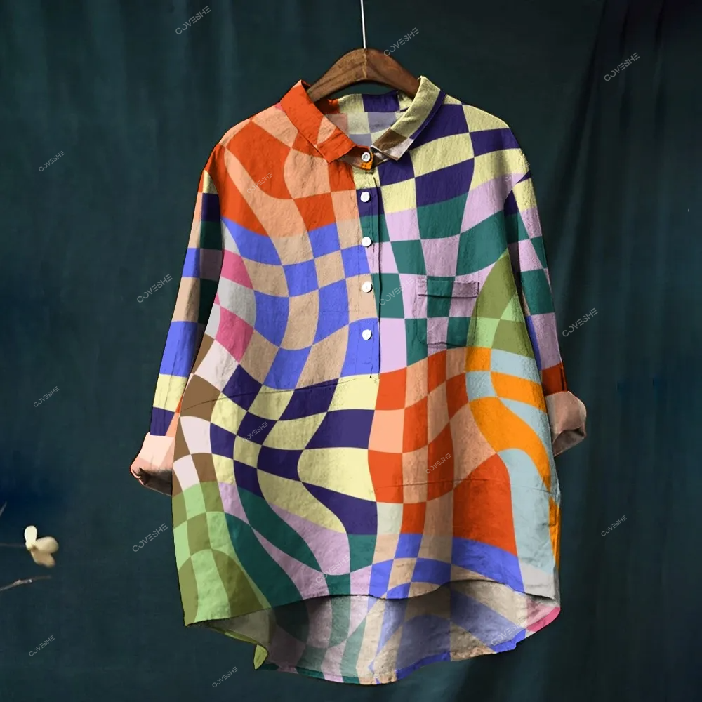 Women's Colorful Plaid Printed Casual Shirt