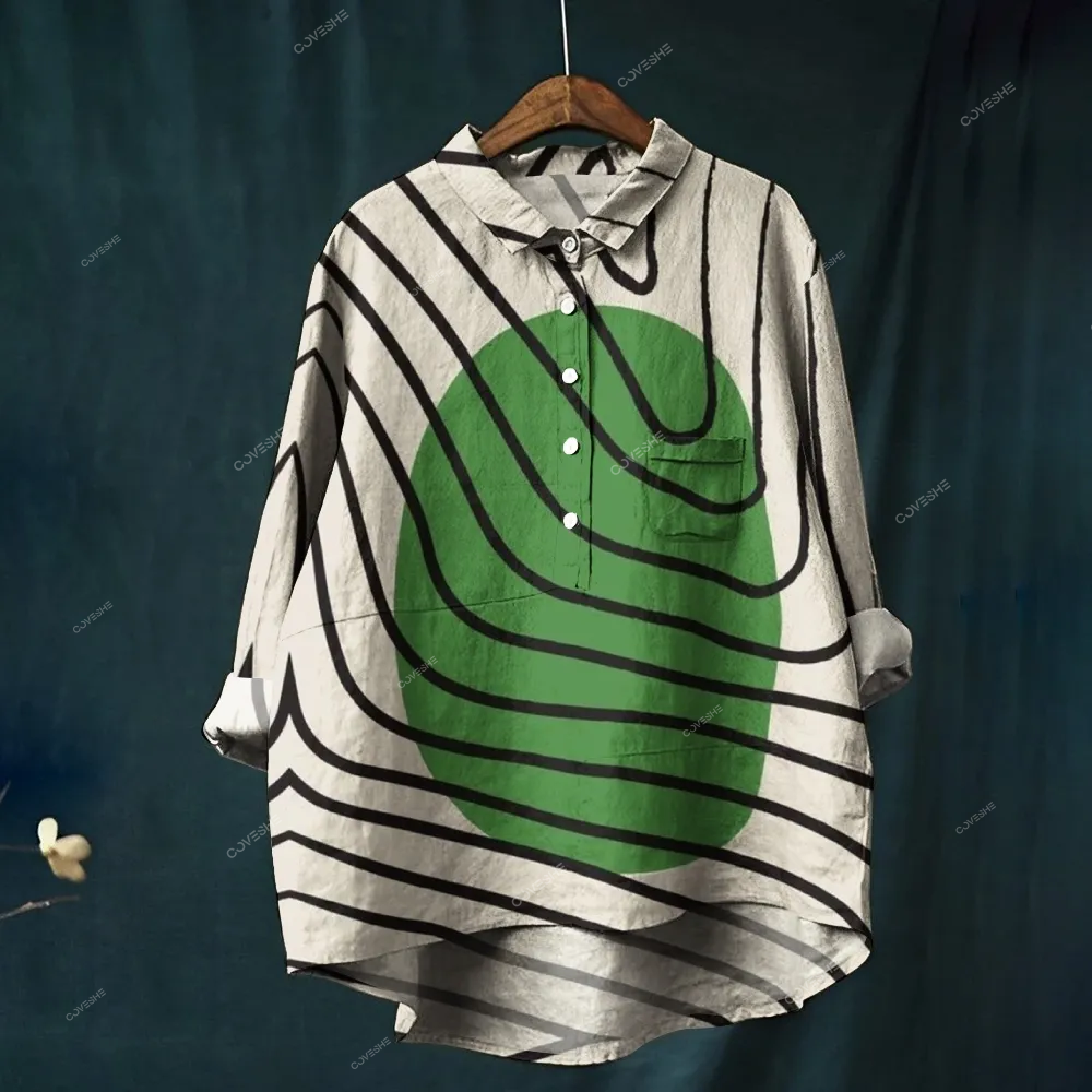 Women's Retro Abstract Art Printed Casual Shirt
