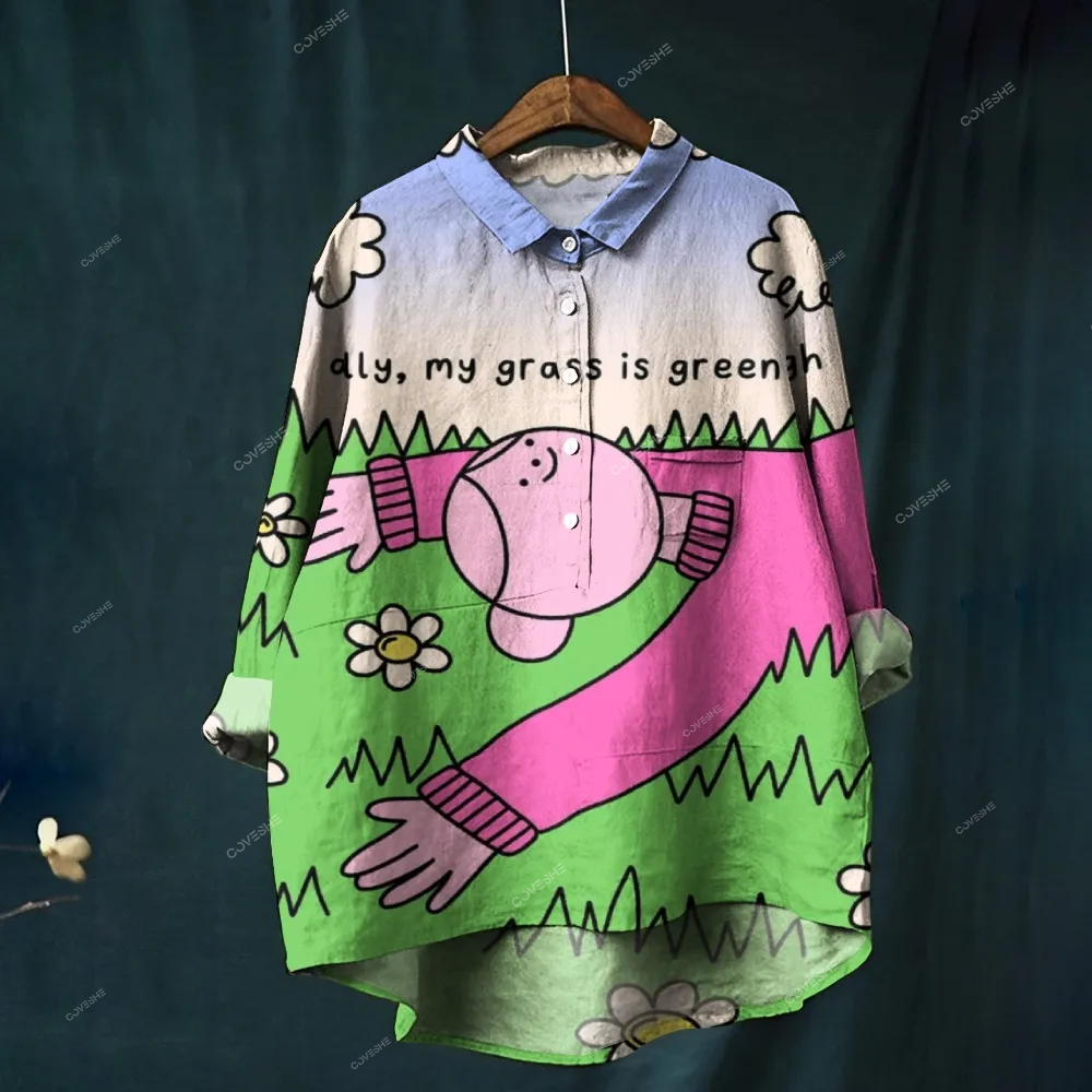Women's Cartoon Printed Casual Shirt