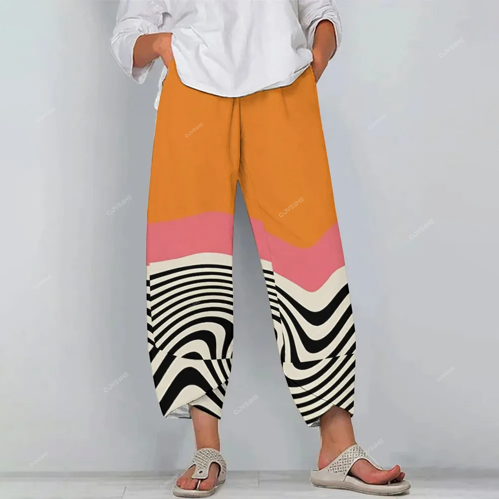 Women's Casual Stripe Printed Pants