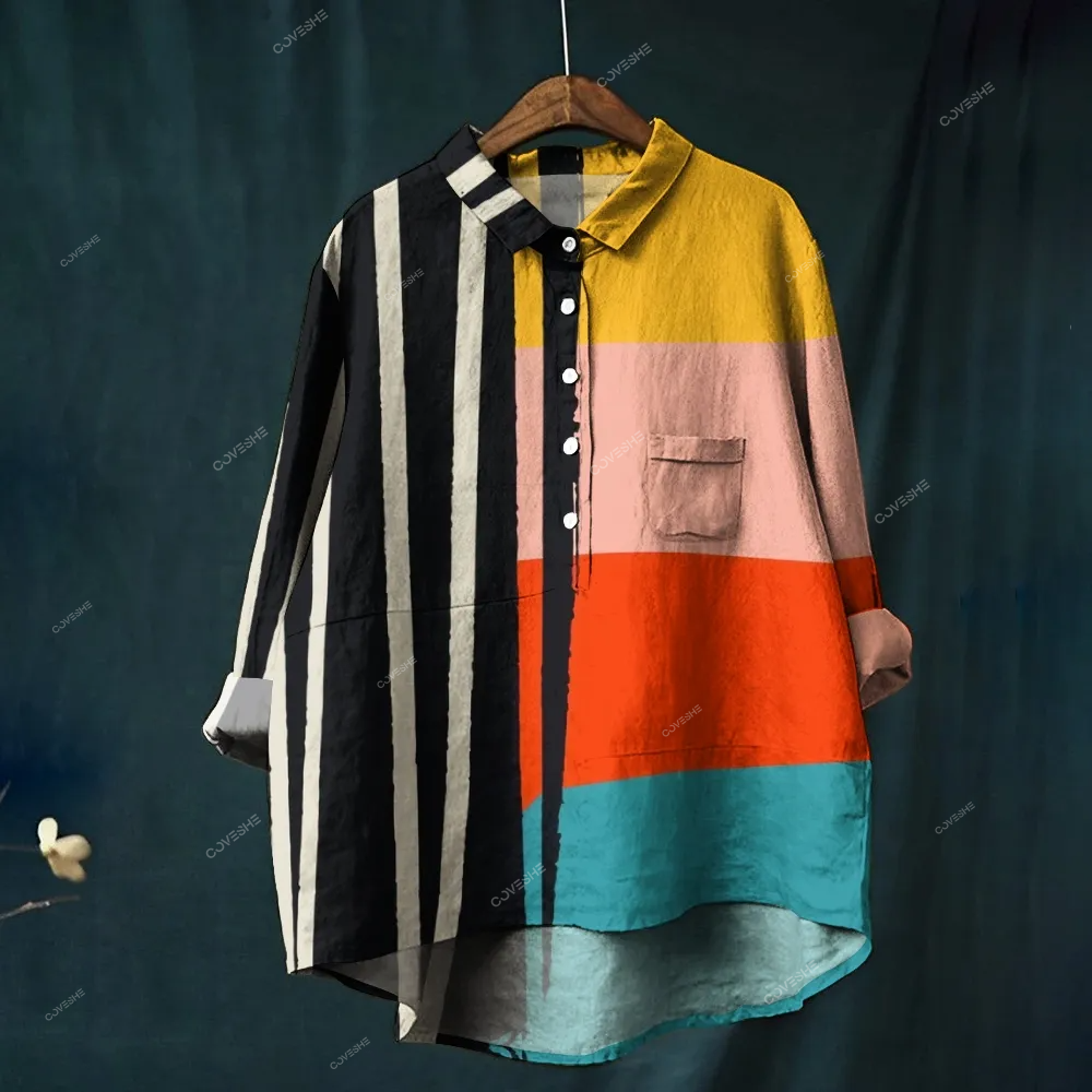 Women's Stripe Geometry Printed Casual Shirt