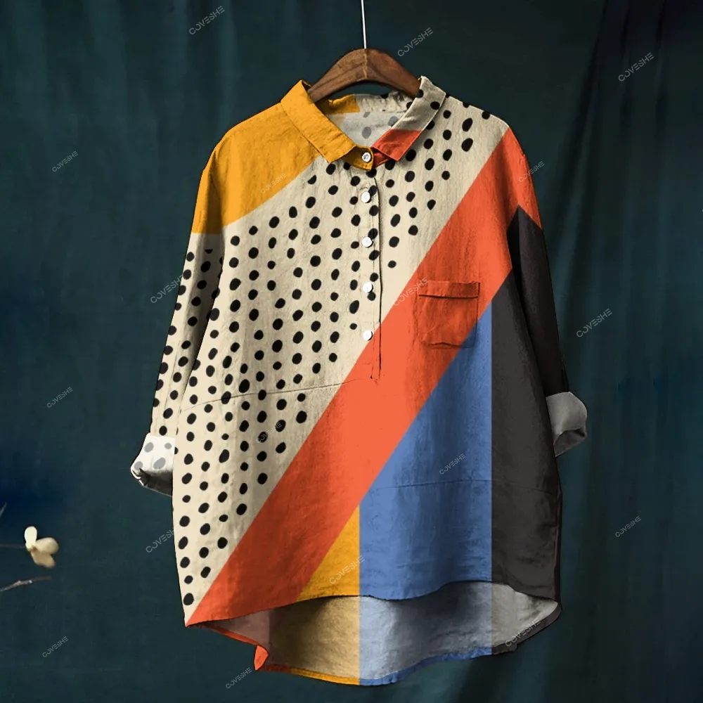 Women's Colorblock Printed Casual Shirt