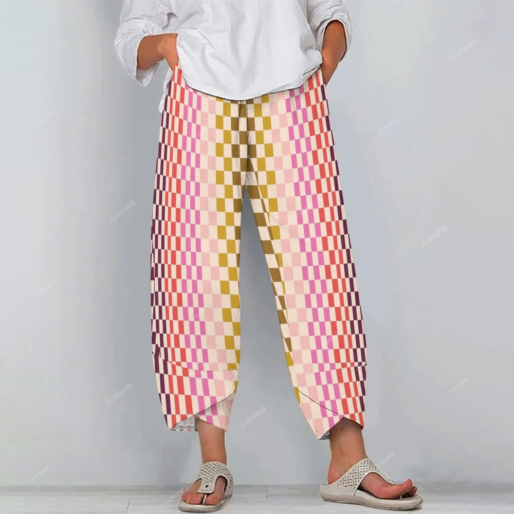 Women's Casual Color Square Printed Pants