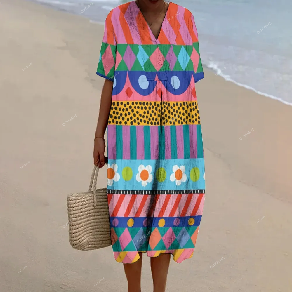 Women's Geometric Printed Flowy Dress