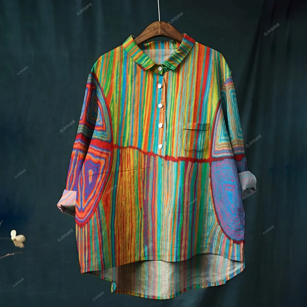 Women's Colorful Line Printed Casual Shirt